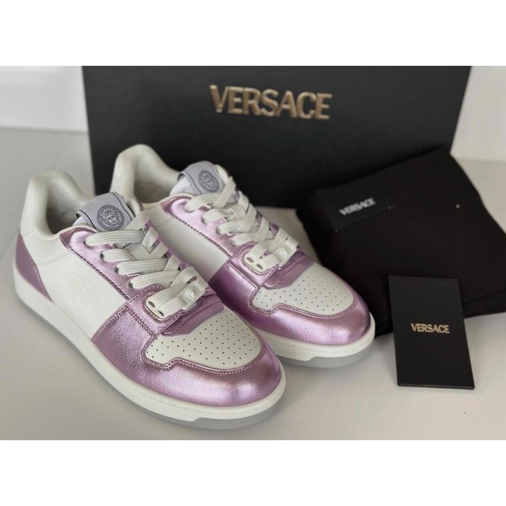 BNWT Versace Women’s Medusa Rose/White Leather Sneakers Size 39 US 9 $700